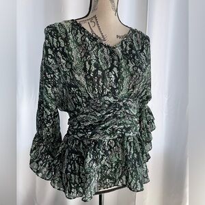 Violet & Claire Green and Black Blouse